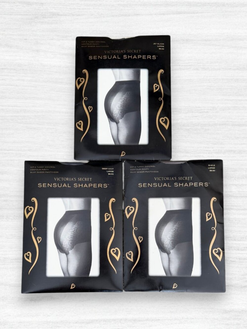 Vintage 90s Y2K Victoria’s Secret Sensual Shapers Pantyhose Large Mixed 3 Pair